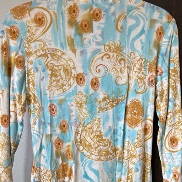 CAbi Gold and Blue Patterned Top - Picture 4 of 7